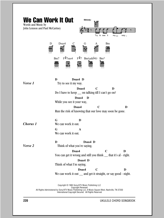 Download The Beatles We Can Work It Out Sheet Music