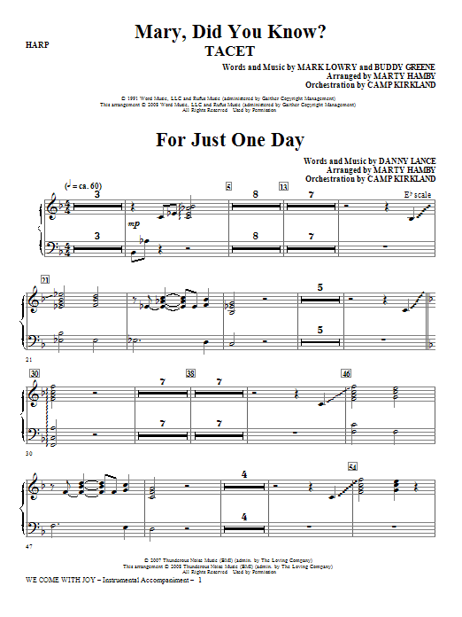 Download Marty Hamby We Come With Joy Orchestration - Harp Sheet Music