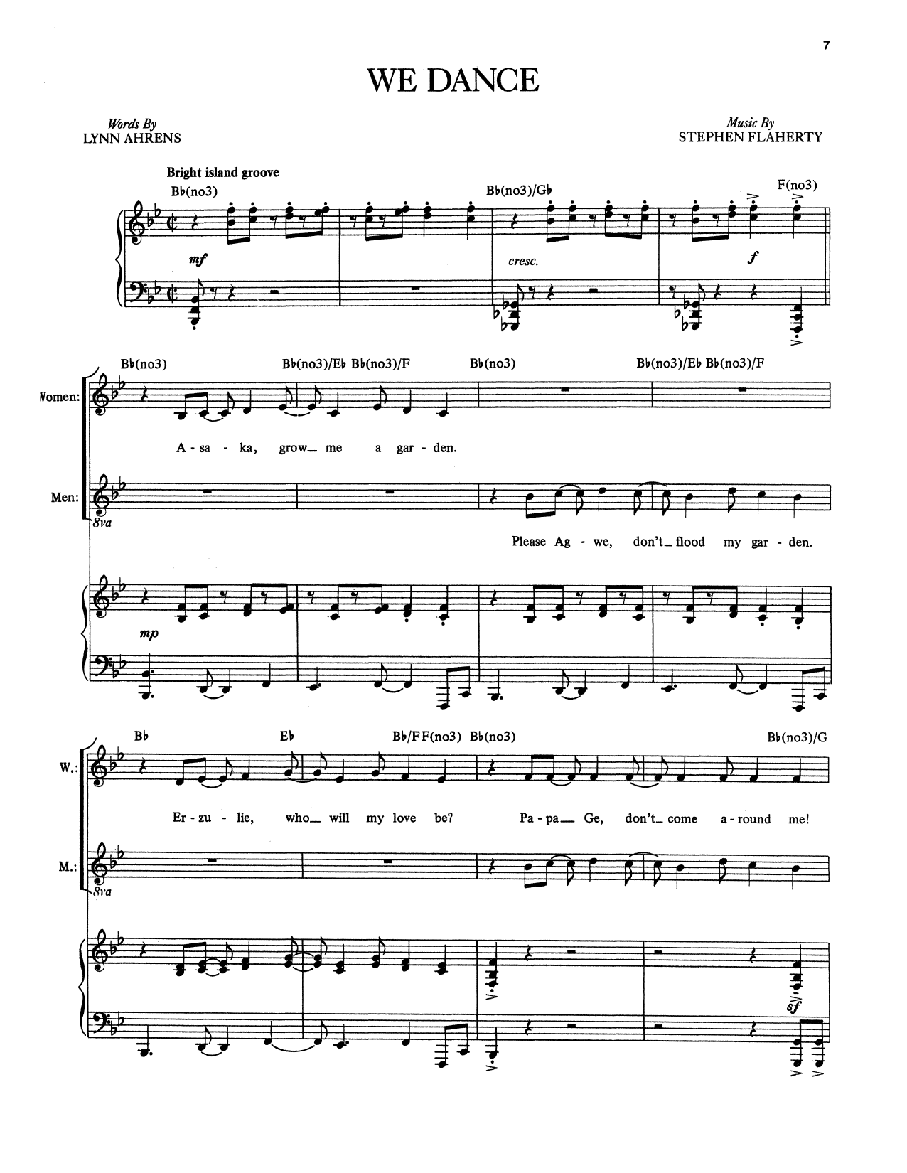 Download Stephen Flaherty and Lynn Ahrens We Dance (from Once on This Island) Sheet Music