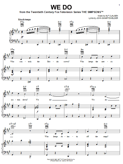 Download The Simpsons We Do Sheet Music