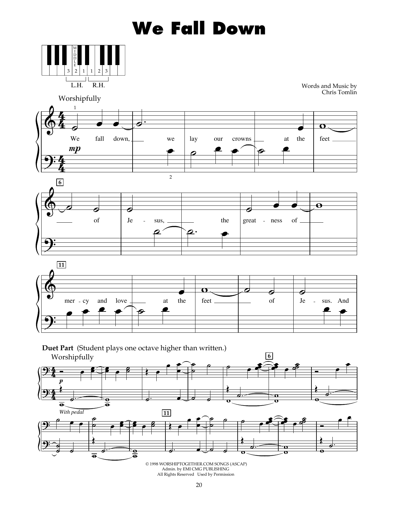 Chris Tomlin We Fall Down sheet music notes printable PDF score