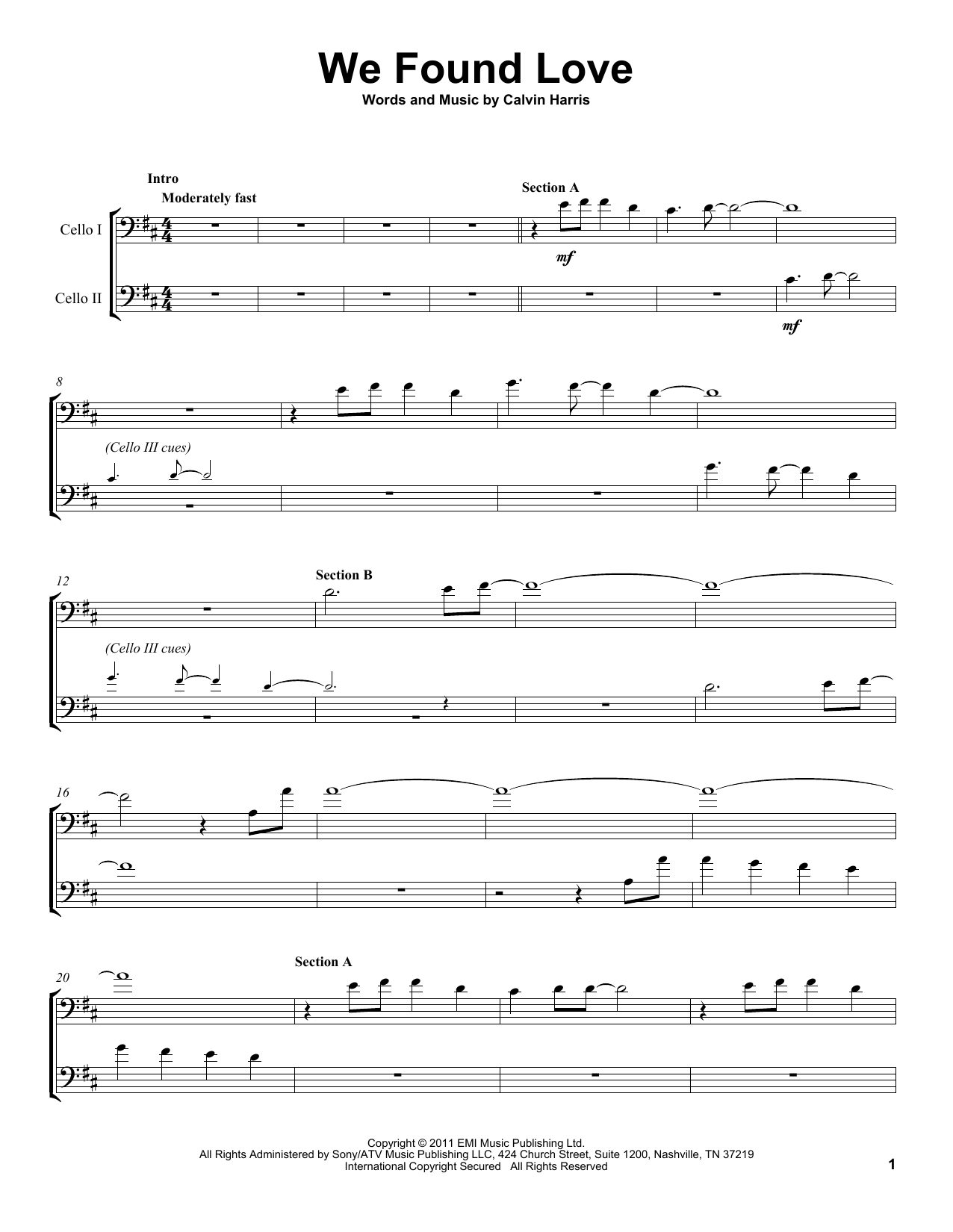 Download 2Cellos We Found Love Sheet Music