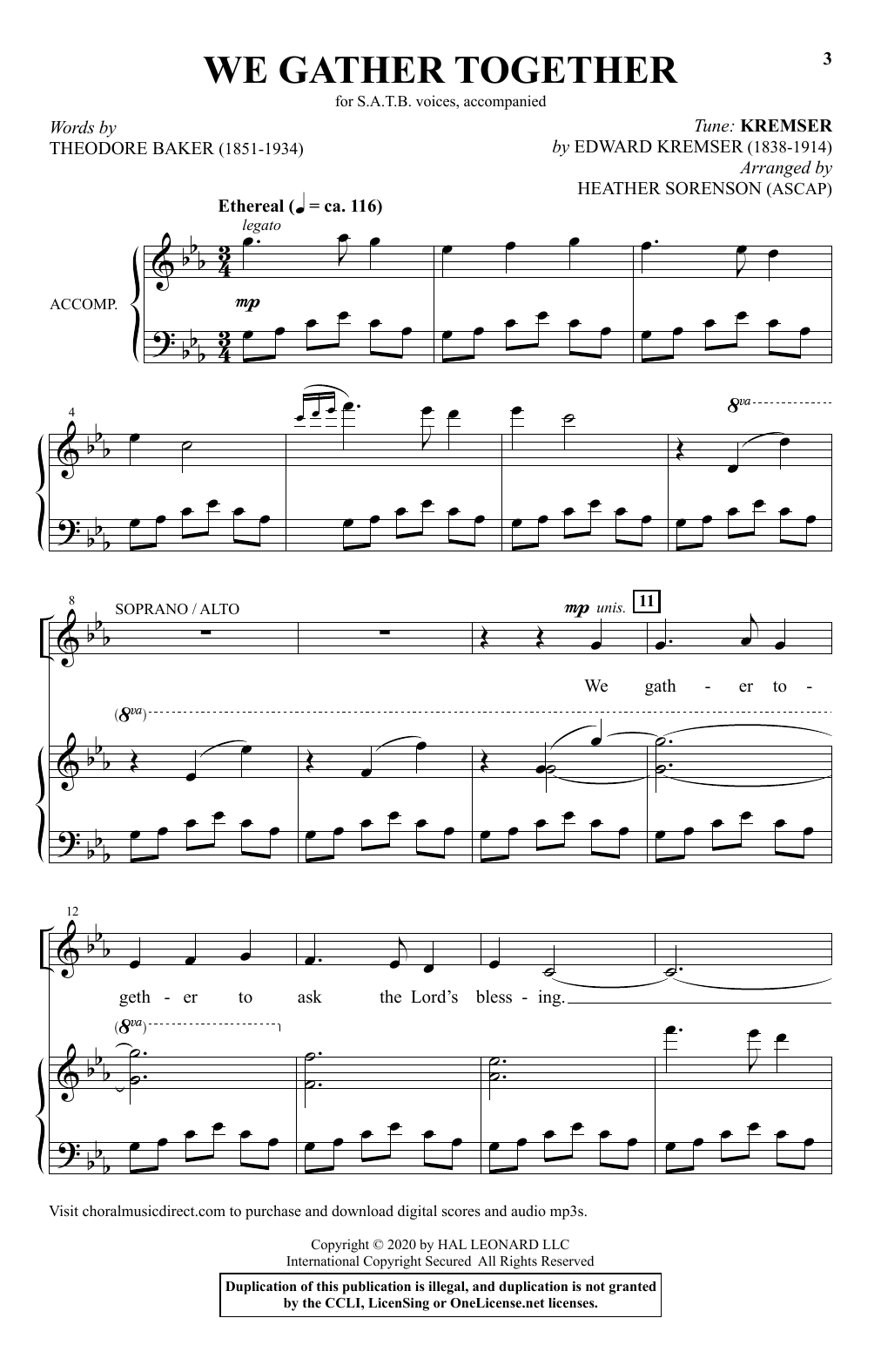 Download Theodore Baker We Gather Together (arr. Heather Sorens Sheet Music