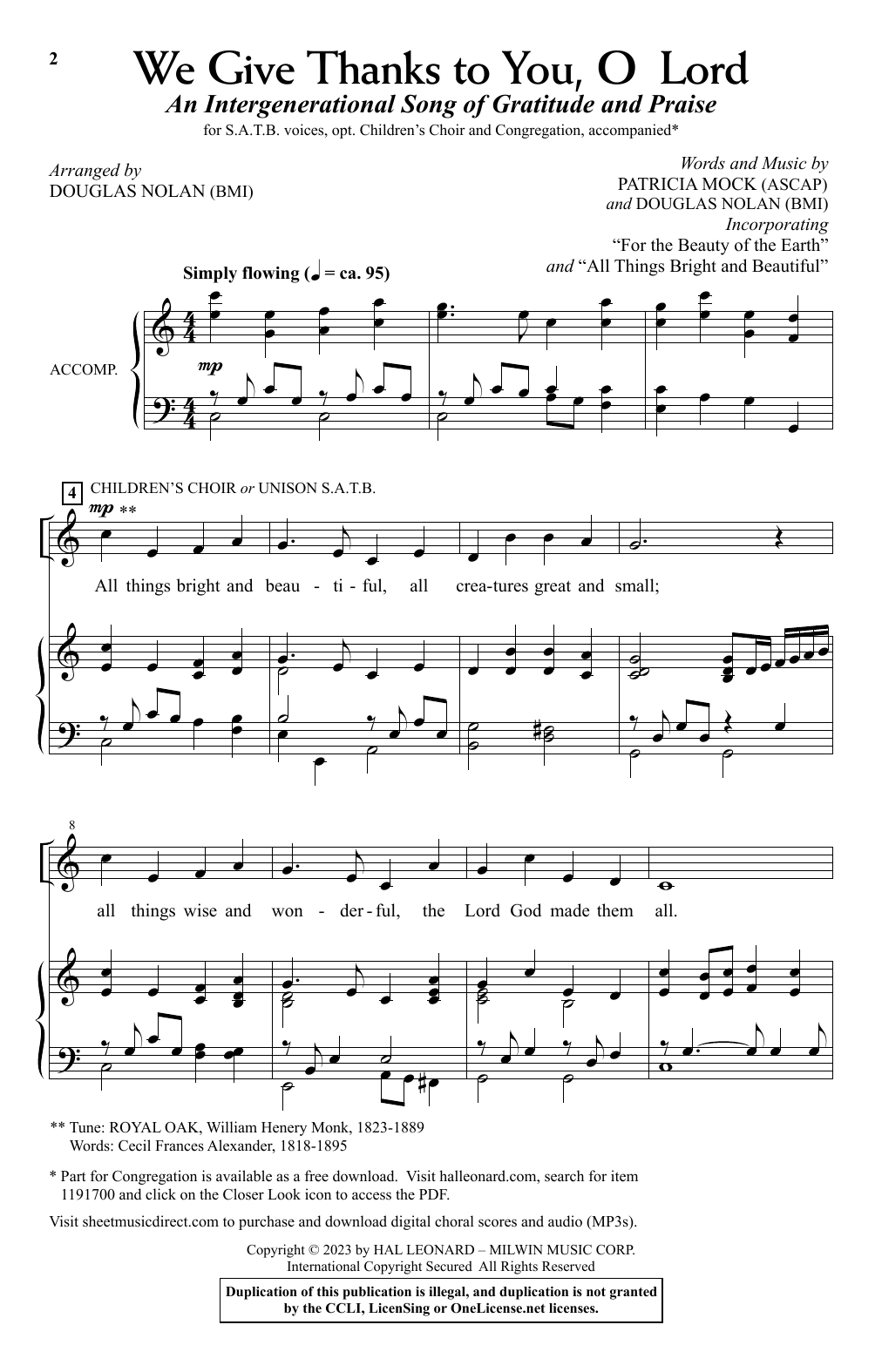Download Patricia Mock We Give Thanks To You, O Lord (arr. Dou Sheet Music