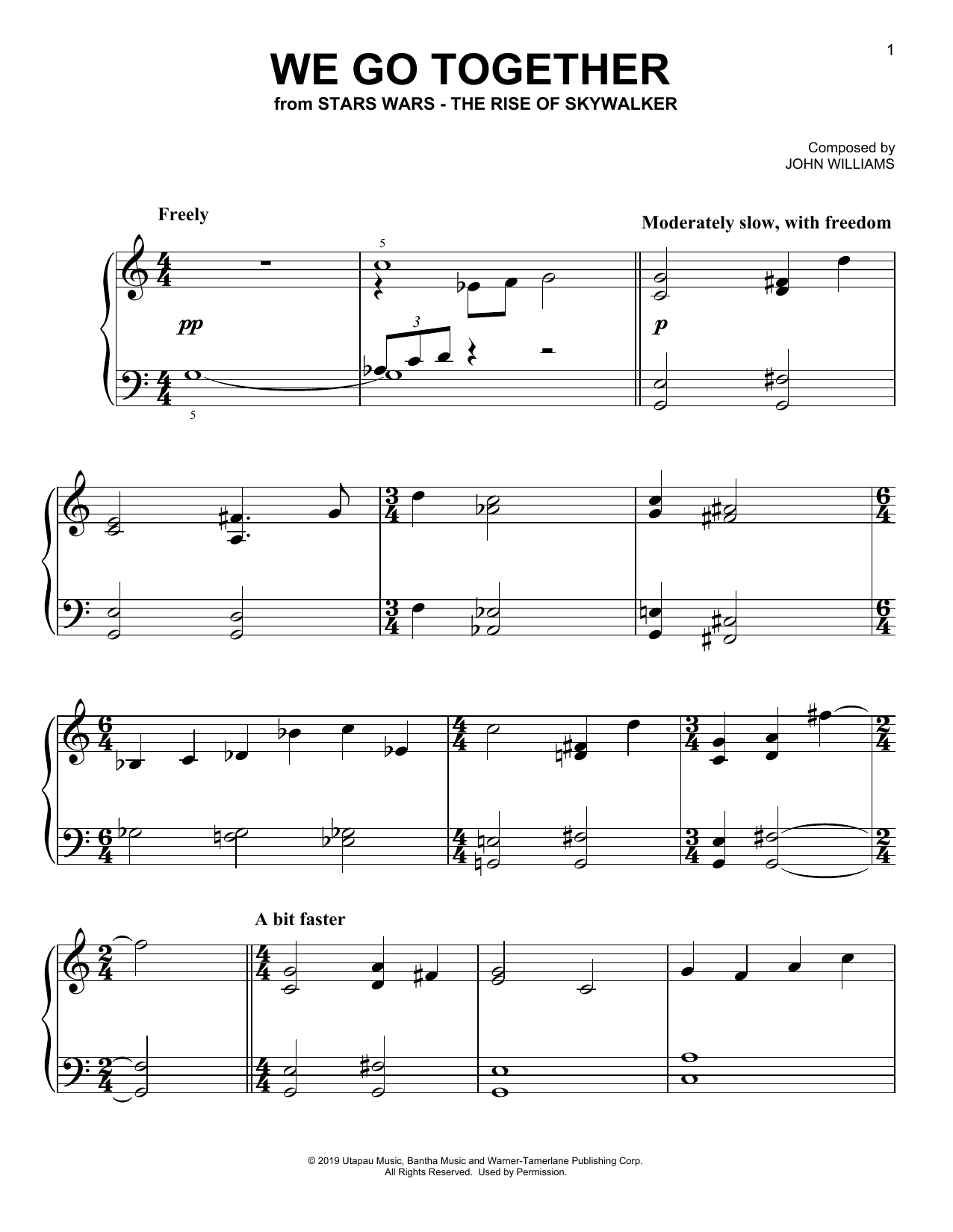 Download John Williams We Go Together (from The Rise Of Skywal Sheet Music