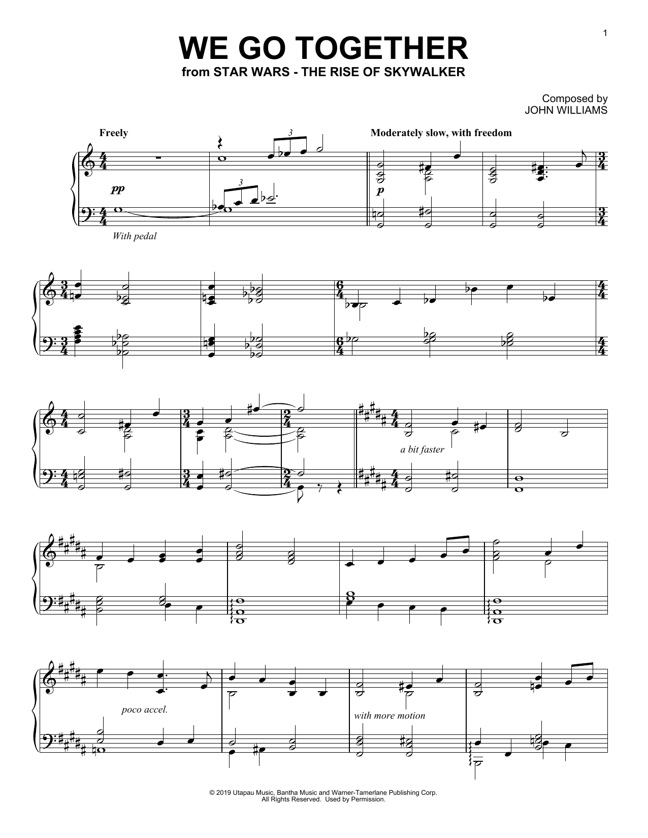 Download John Williams We Go Together (from The Rise Of Skywal Sheet Music