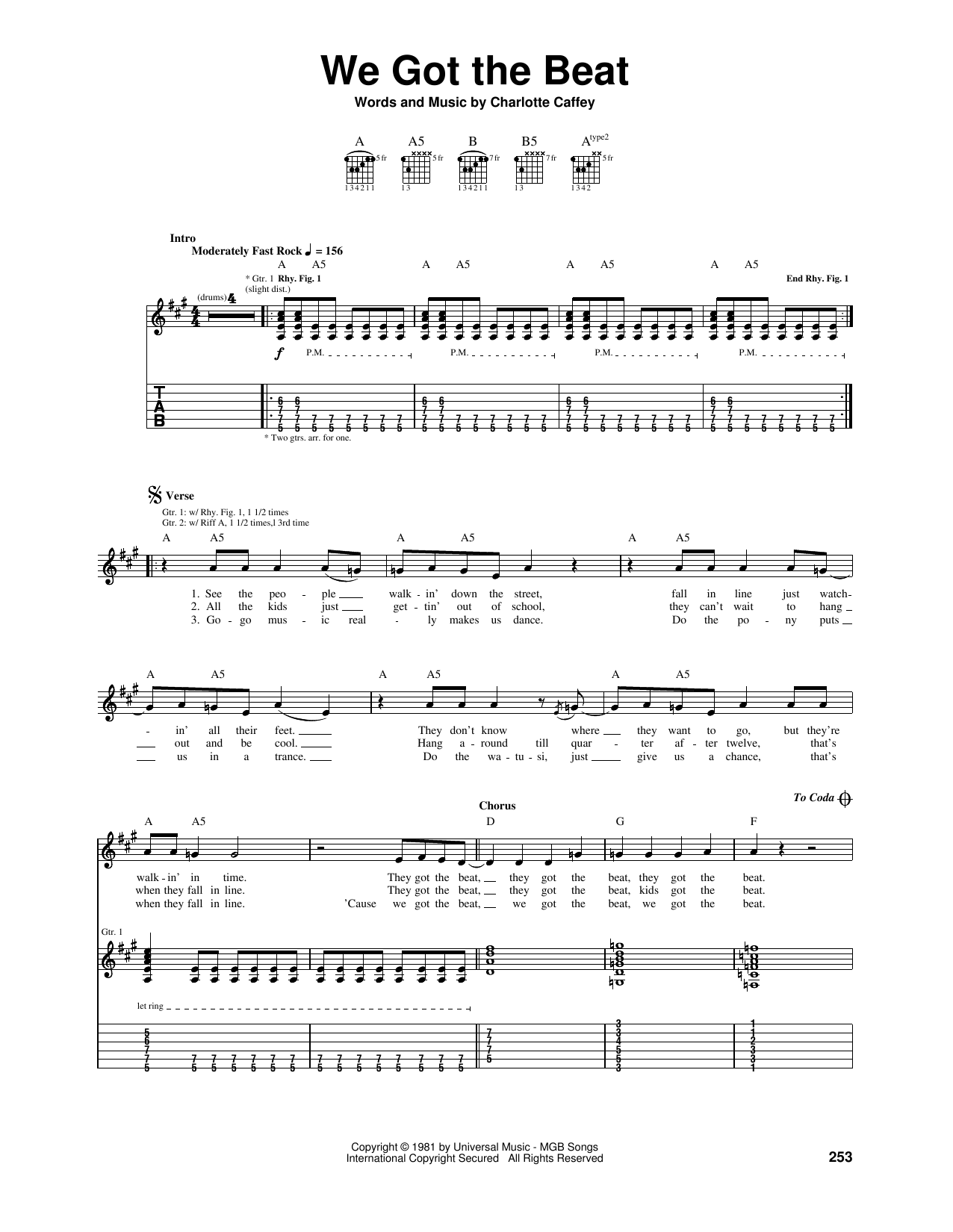 Download The Go Go's We Got The Beat Sheet Music