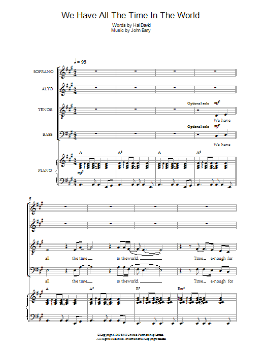 Download Louis Armstrong We Have All The Time In The World (arr. Sheet Music