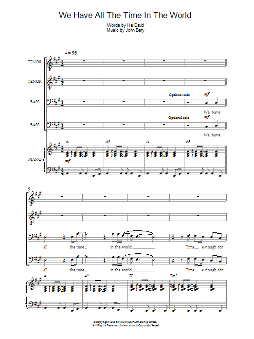 Download Louis Armstrong We Have All The Time In The World Sheet Music