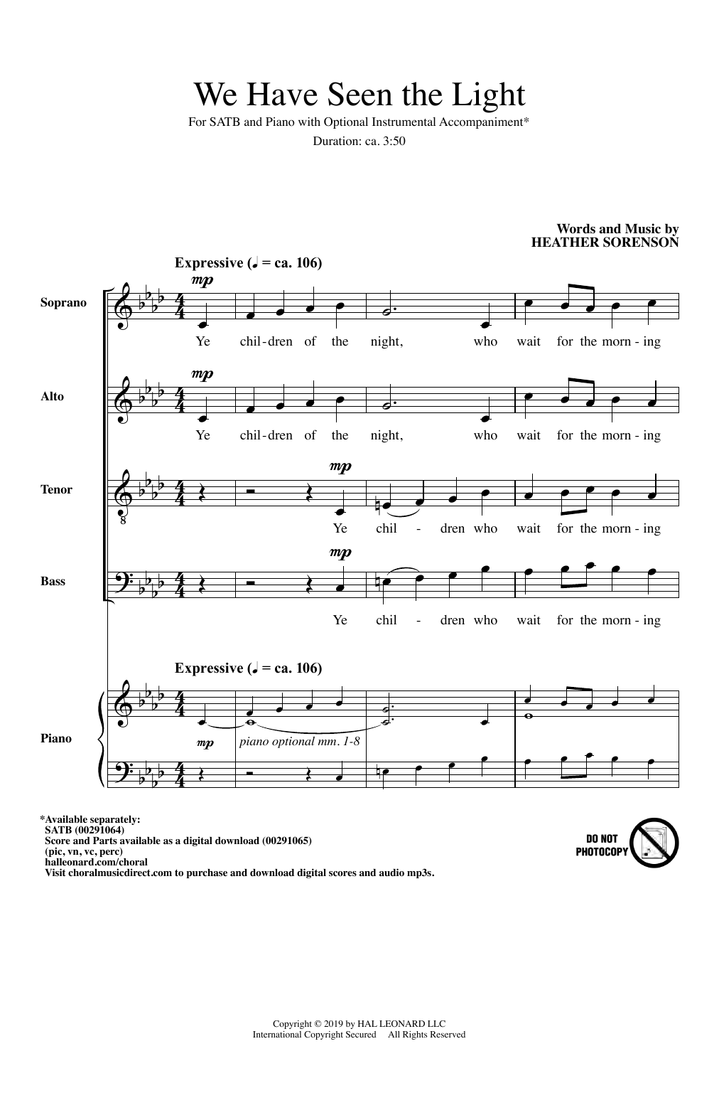 Download Heather Sorenson We Have Seen The Light Sheet Music
