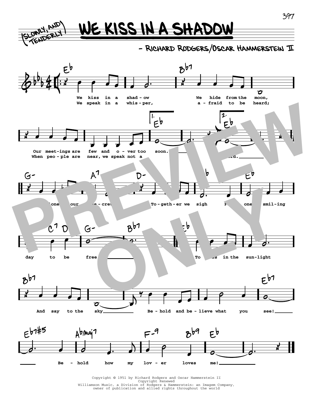 Download Rodgers & Hammerstein We Kiss In A Shadow (Low Voice) Sheet Music