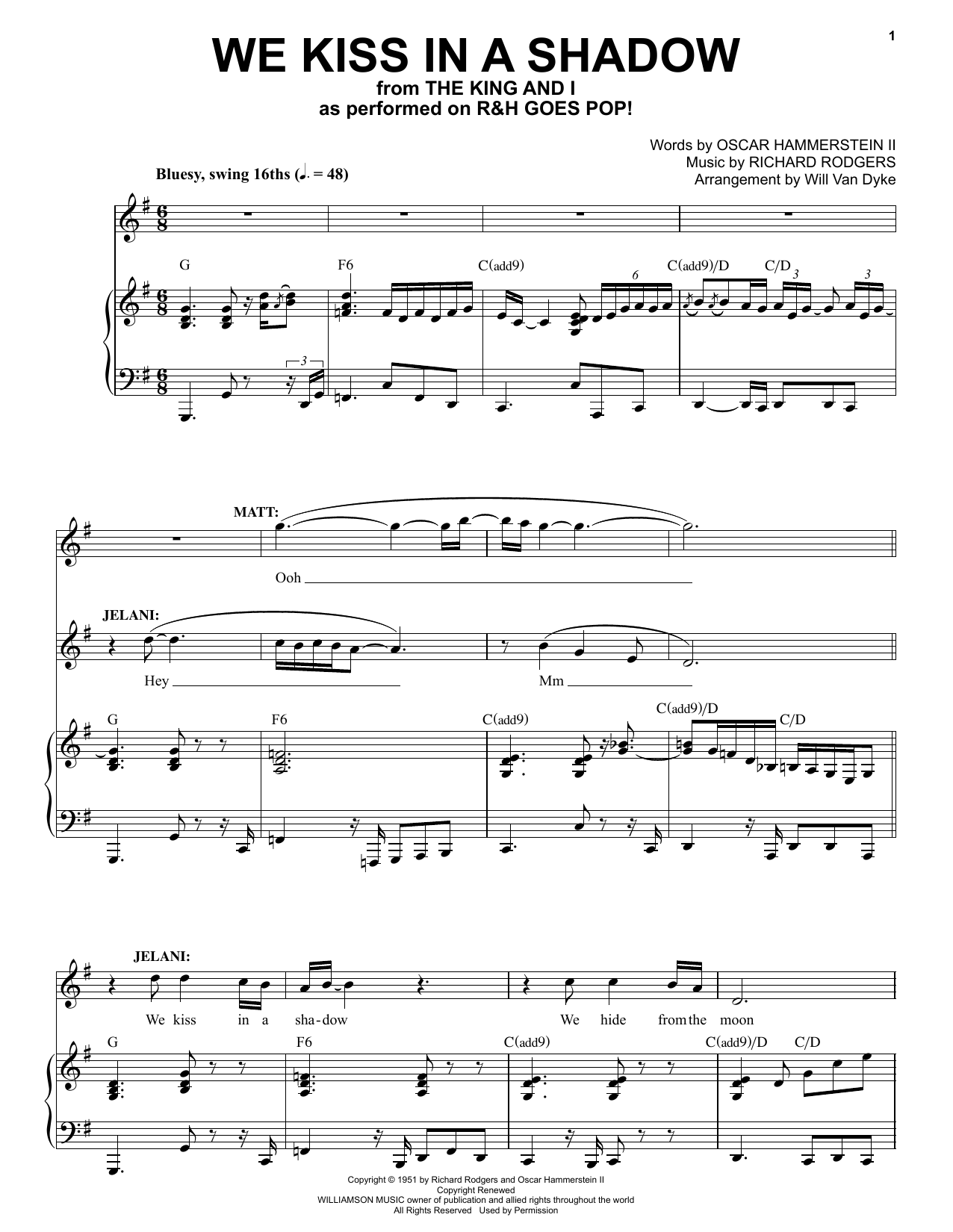 Download Rodgers & Hammerstein We Kiss In A Shadow [R&H Goes Pop! vers Sheet Music