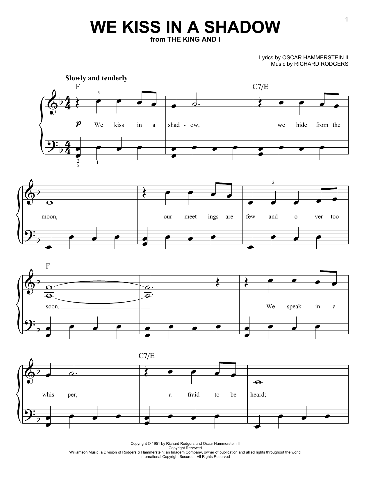 Download Rodgers & Hammerstein We Kiss In A Shadow Sheet Music