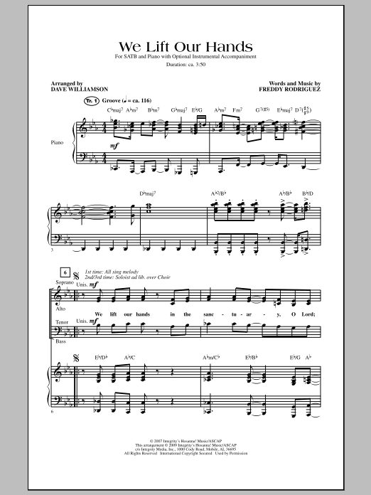 Download Dave Williamson We Lift Our Hands Sheet Music