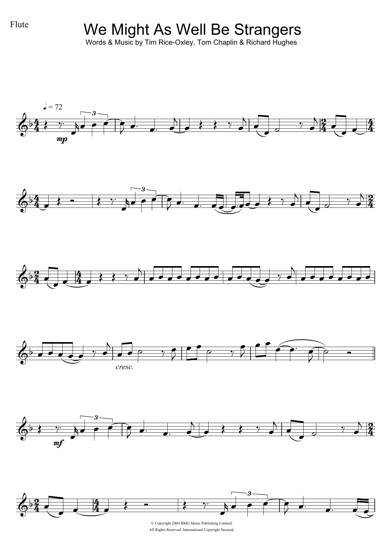 Download Keane We Might As Well Be Strangers Sheet Music