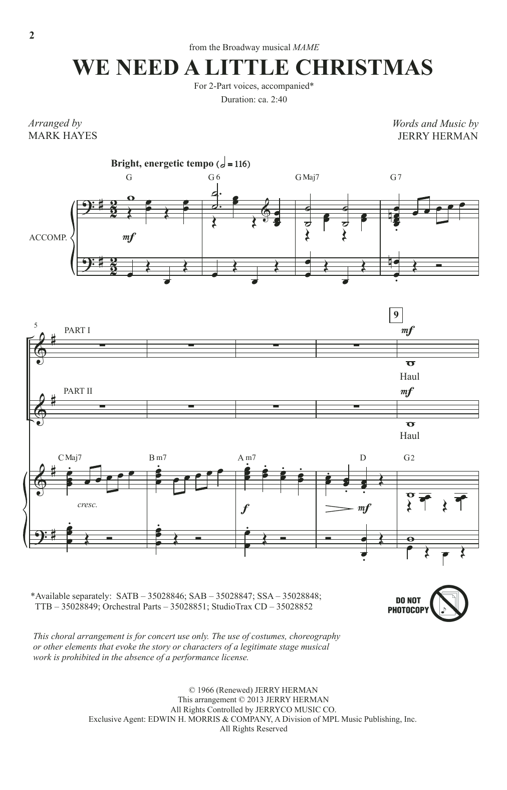 Download Jerry Herman We Need A Little Christmas (from Mame) Sheet Music