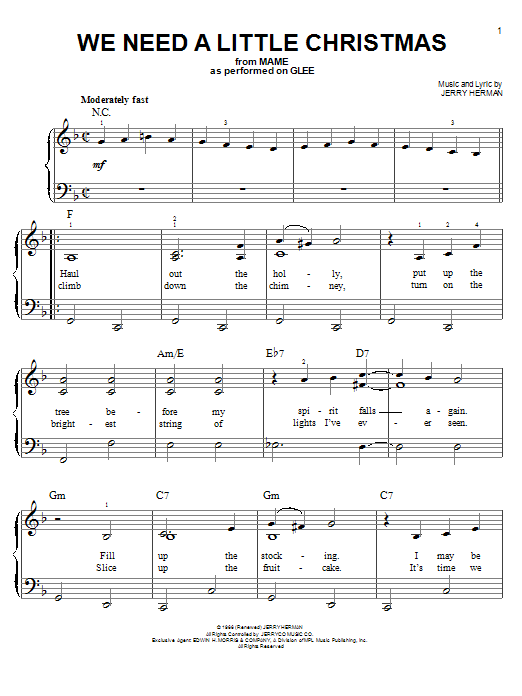 Download Glee Cast We Need A Little Christmas Sheet Music