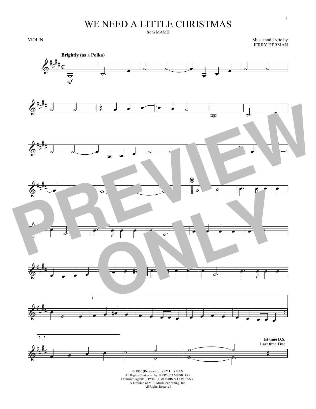 Download Jerry Herman We Need A Little Christmas Sheet Music