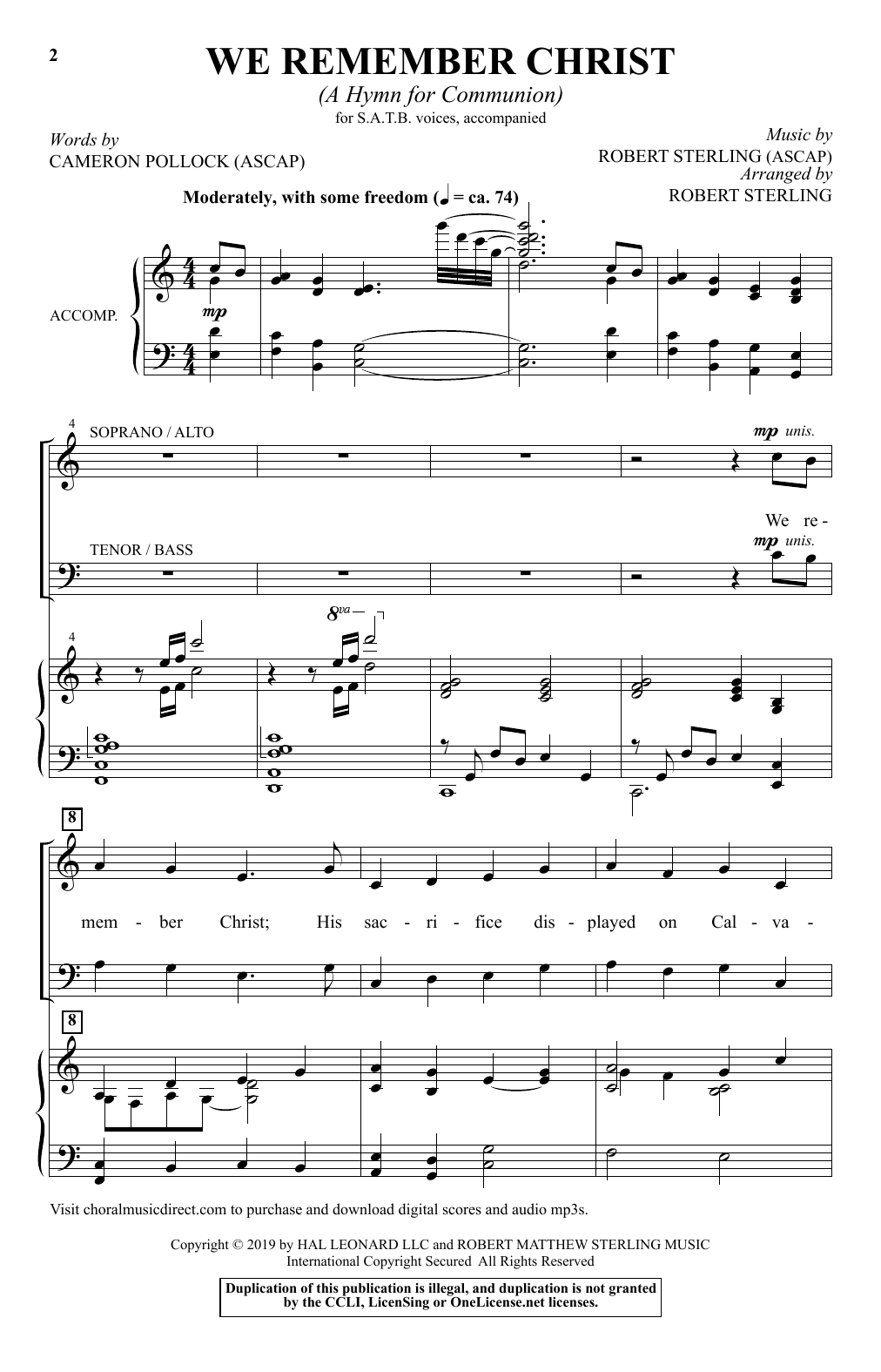 Download Cameron Pollock & Robert Sterling We Remember Christ (A Hymn For Communio Sheet Music