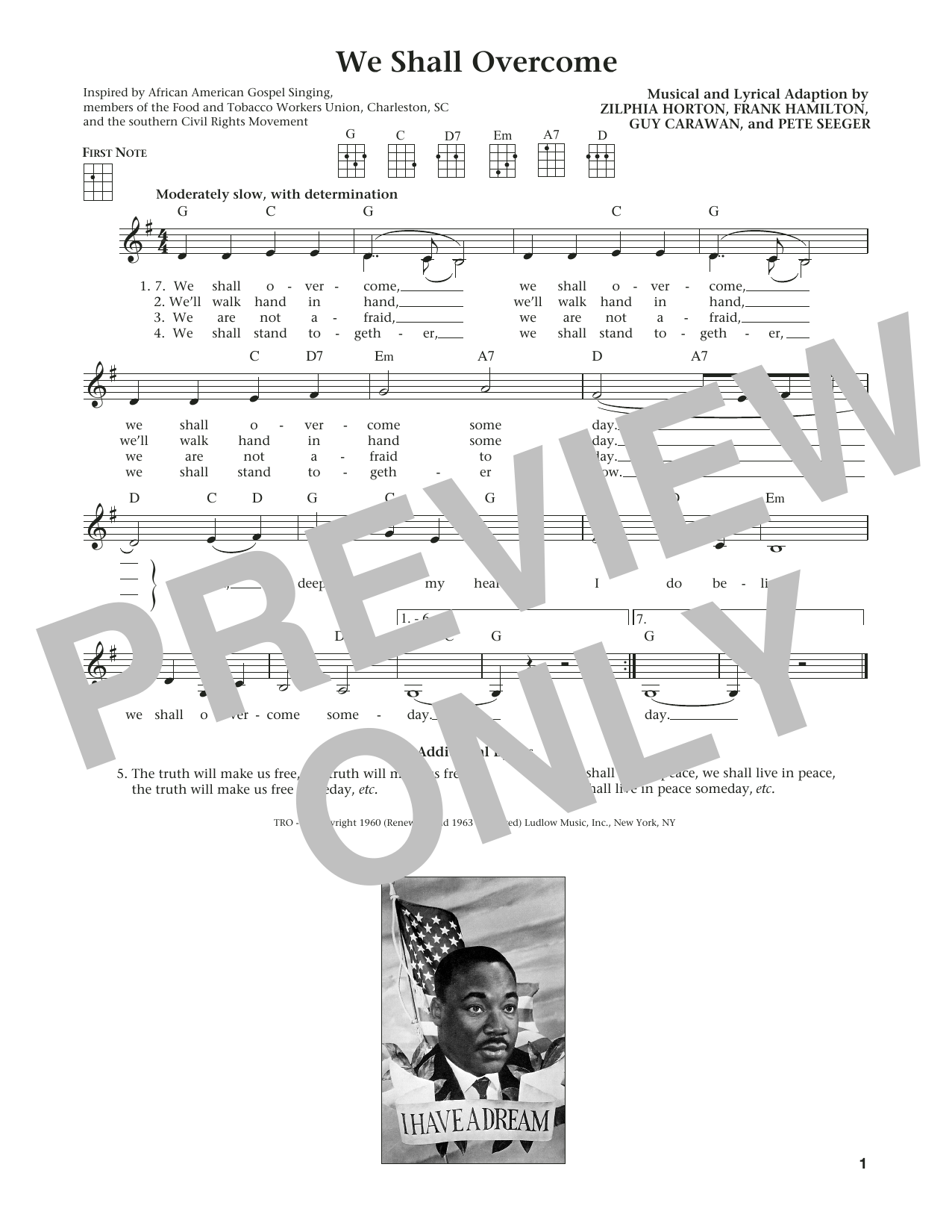 Download Zilphia Horton We Shall Overcome (from The Daily Ukule Sheet Music