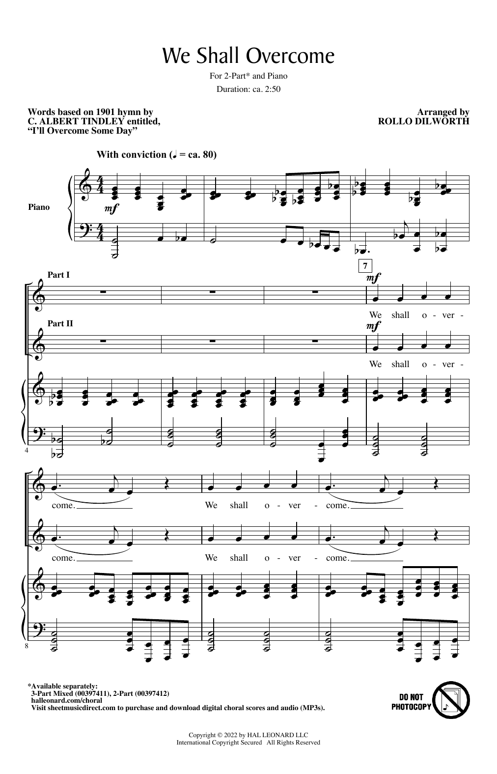 Download Rollo Dilworth We Shall Overcome Sheet Music