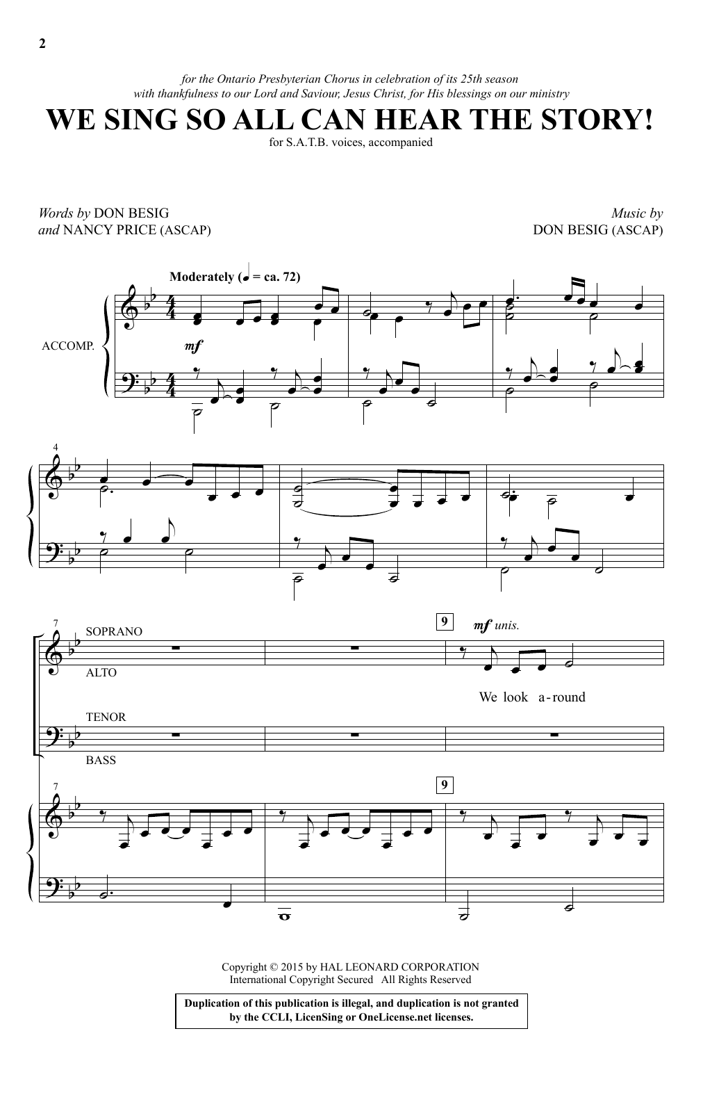 Download Don Besig We Sing So All Can Hear The Story! Sheet Music