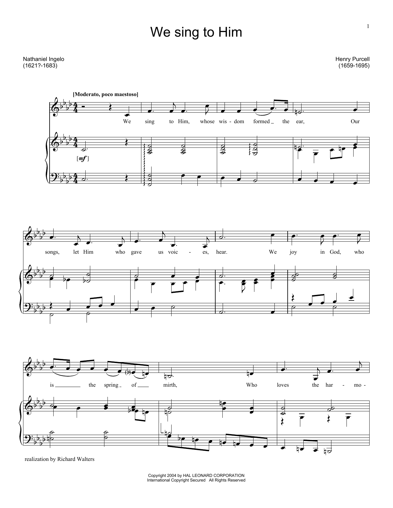Download Henry Purcell We Sing To Him Sheet Music