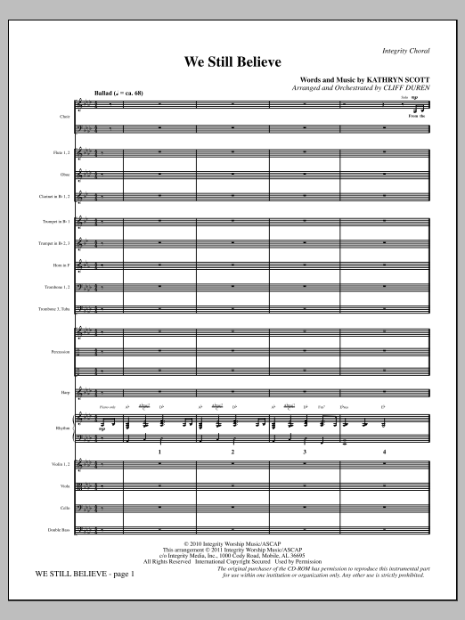 Download Cliff Duren We Still Believe - Full Score Sheet Music