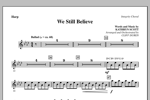 Download Cliff Duren We Still Believe - Harp Sheet Music