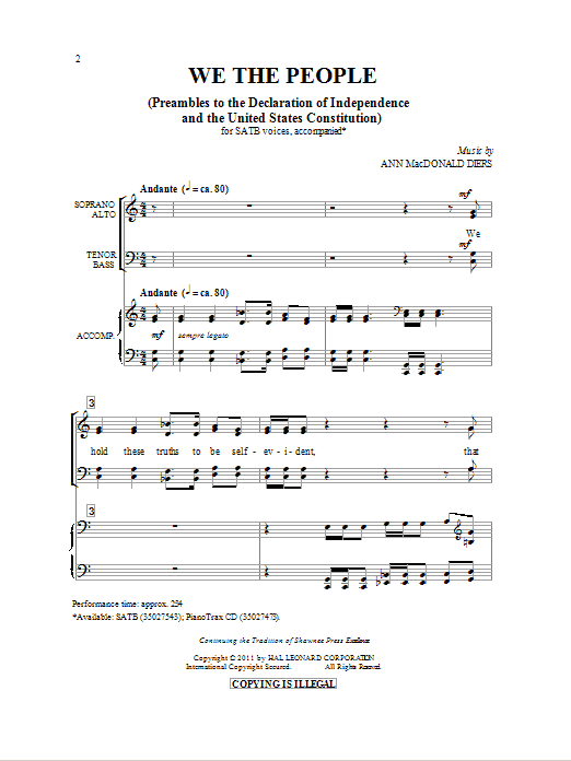 Download Ann Macdonald Diers We The People Sheet Music