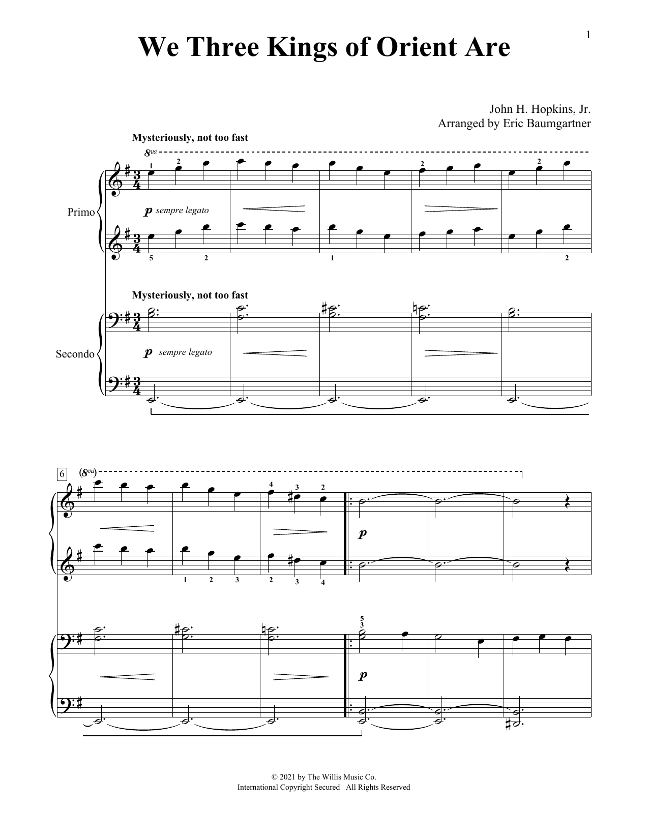 Download John H. Hopkins, Jr. We Three Kings Of Orient Are (arr. Eric Sheet Music