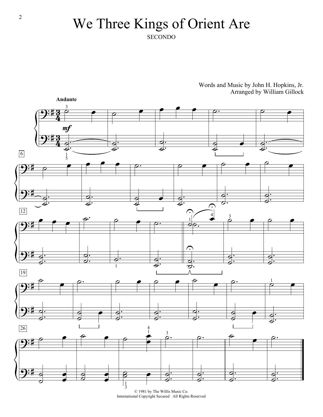 Download William Gillock We Three Kings Of Orient Are Sheet Music