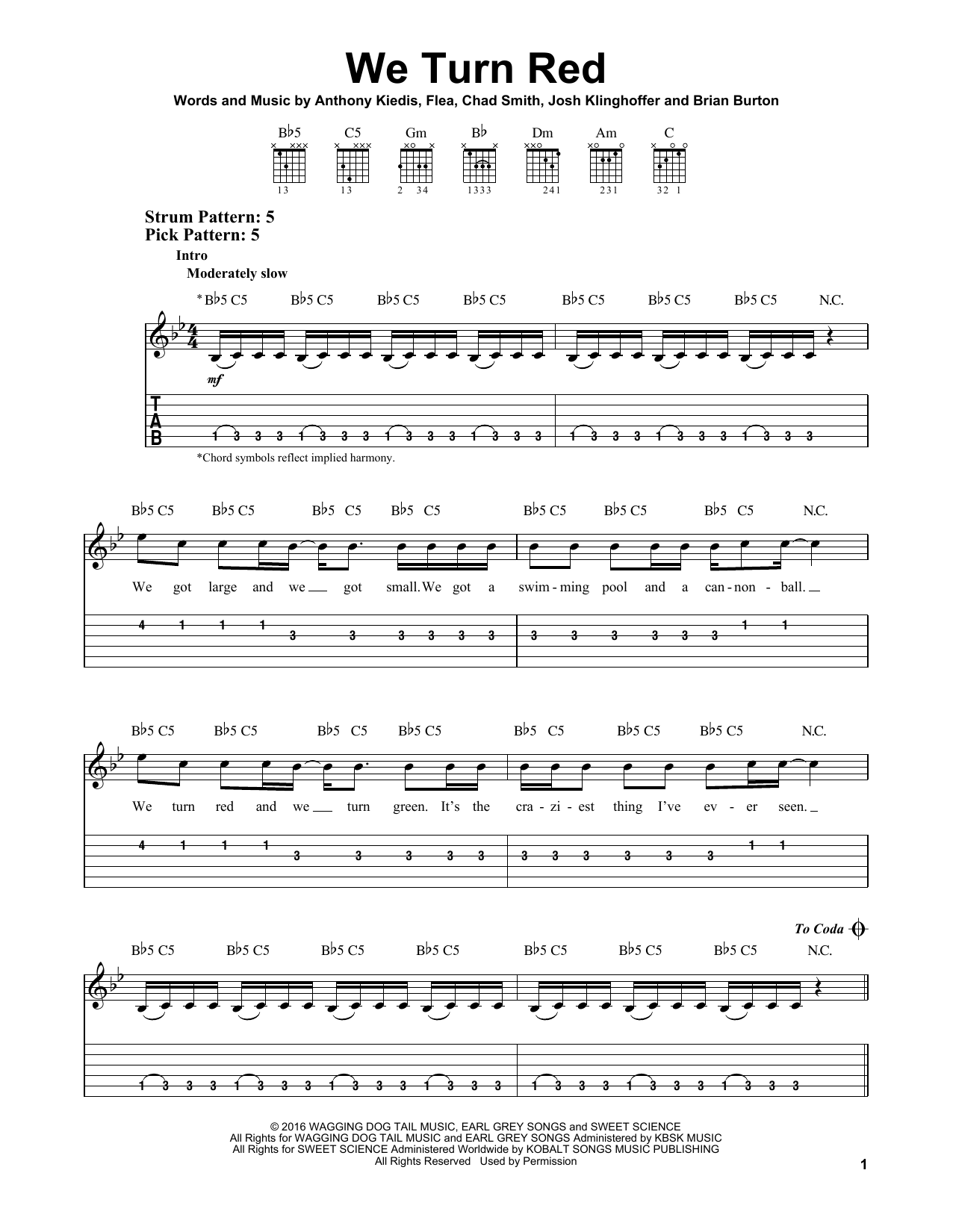 Download Red Hot Chili Peppers We Turn Red Sheet Music