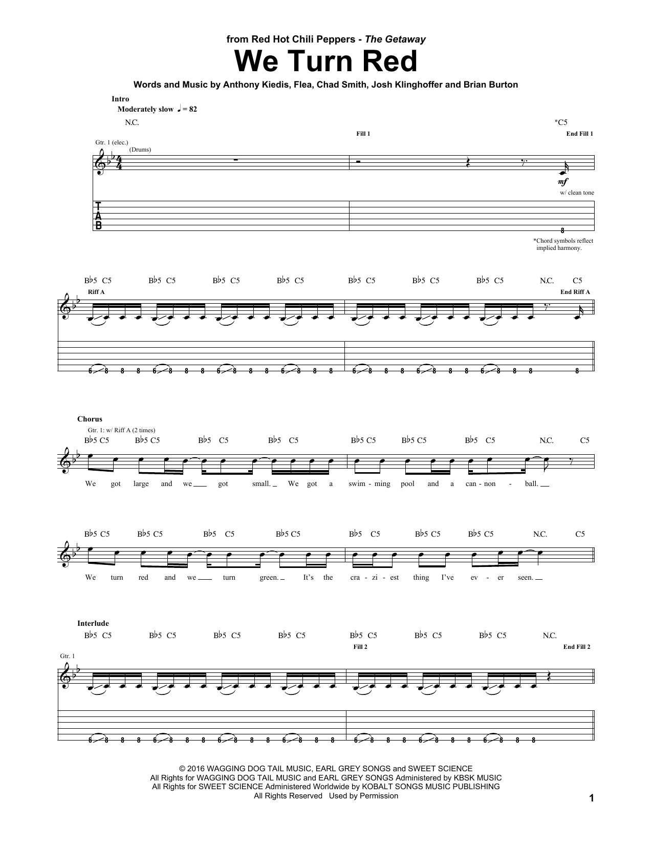 Download Red Hot Chili Peppers We Turn Red Sheet Music