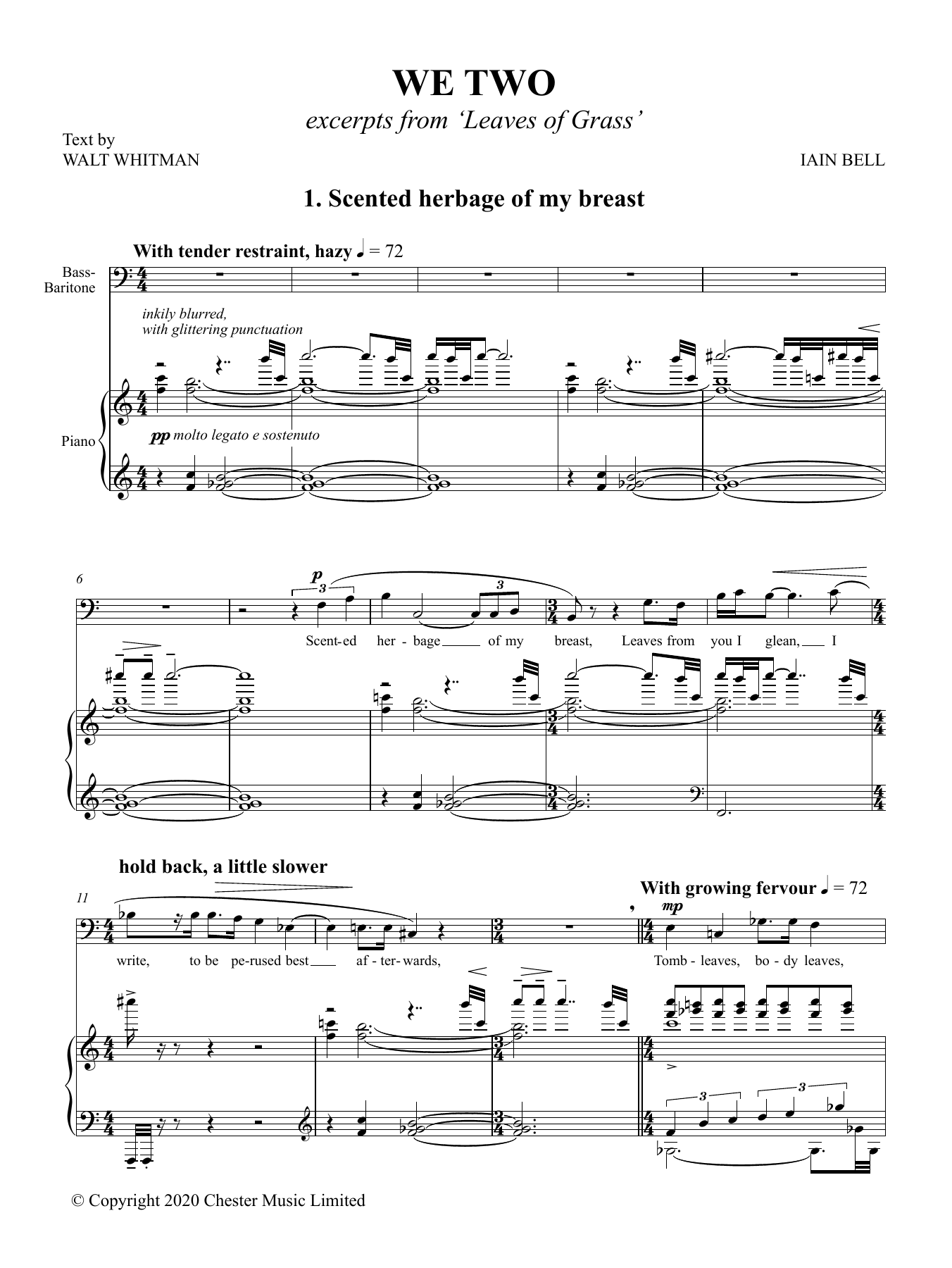 Iain Bell We Two sheet music notes printable PDF score