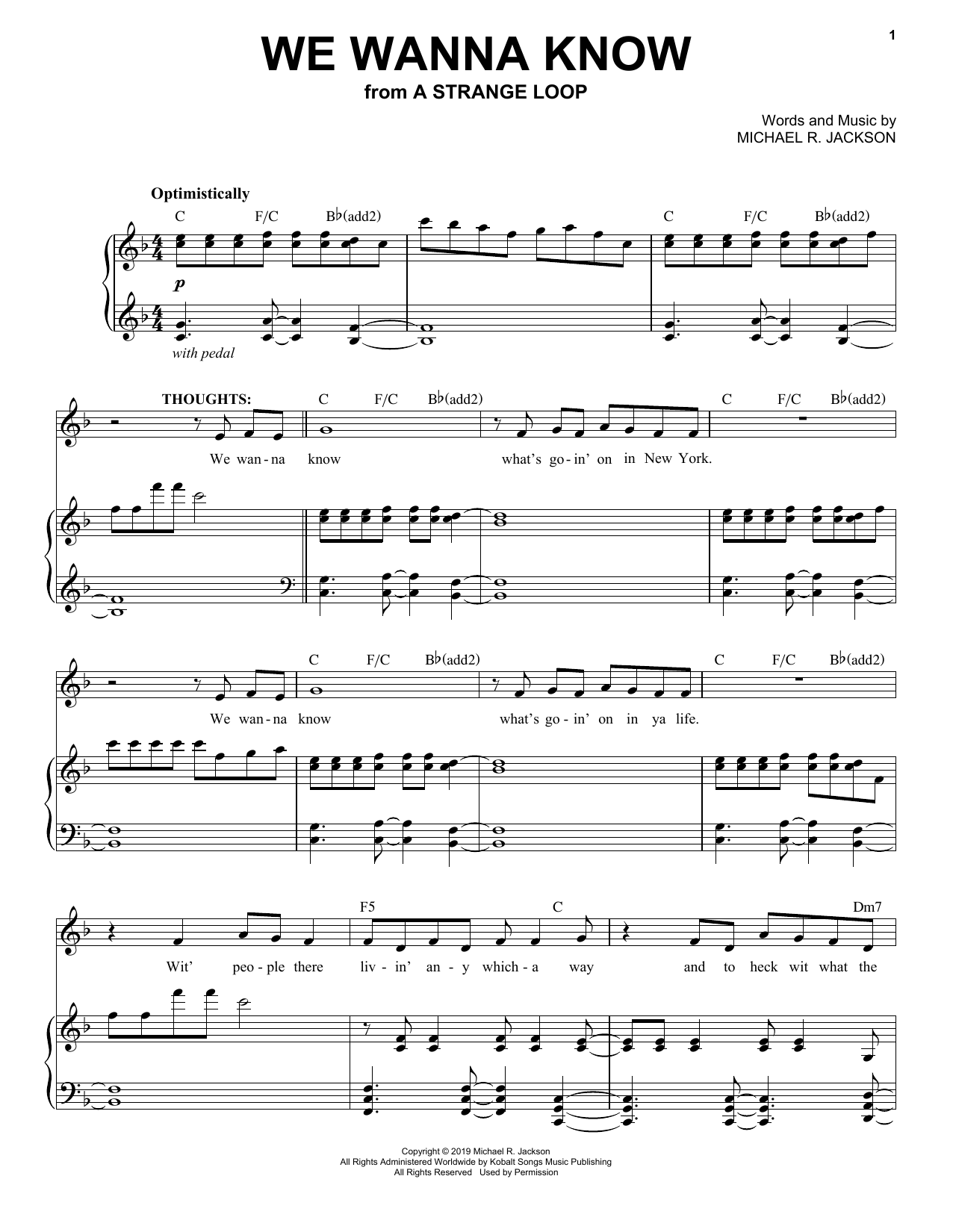 Download Michael R. Jackson We Wanna Know (from A Strange Loop) Sheet Music