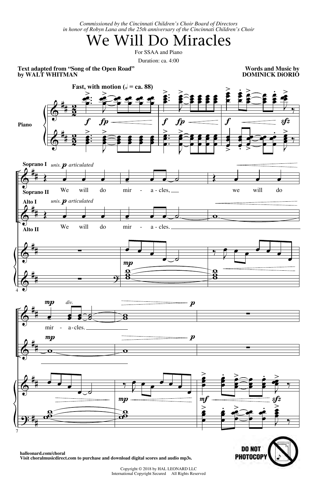 Download Dominick DiOrio We Will Do Miracles Sheet Music