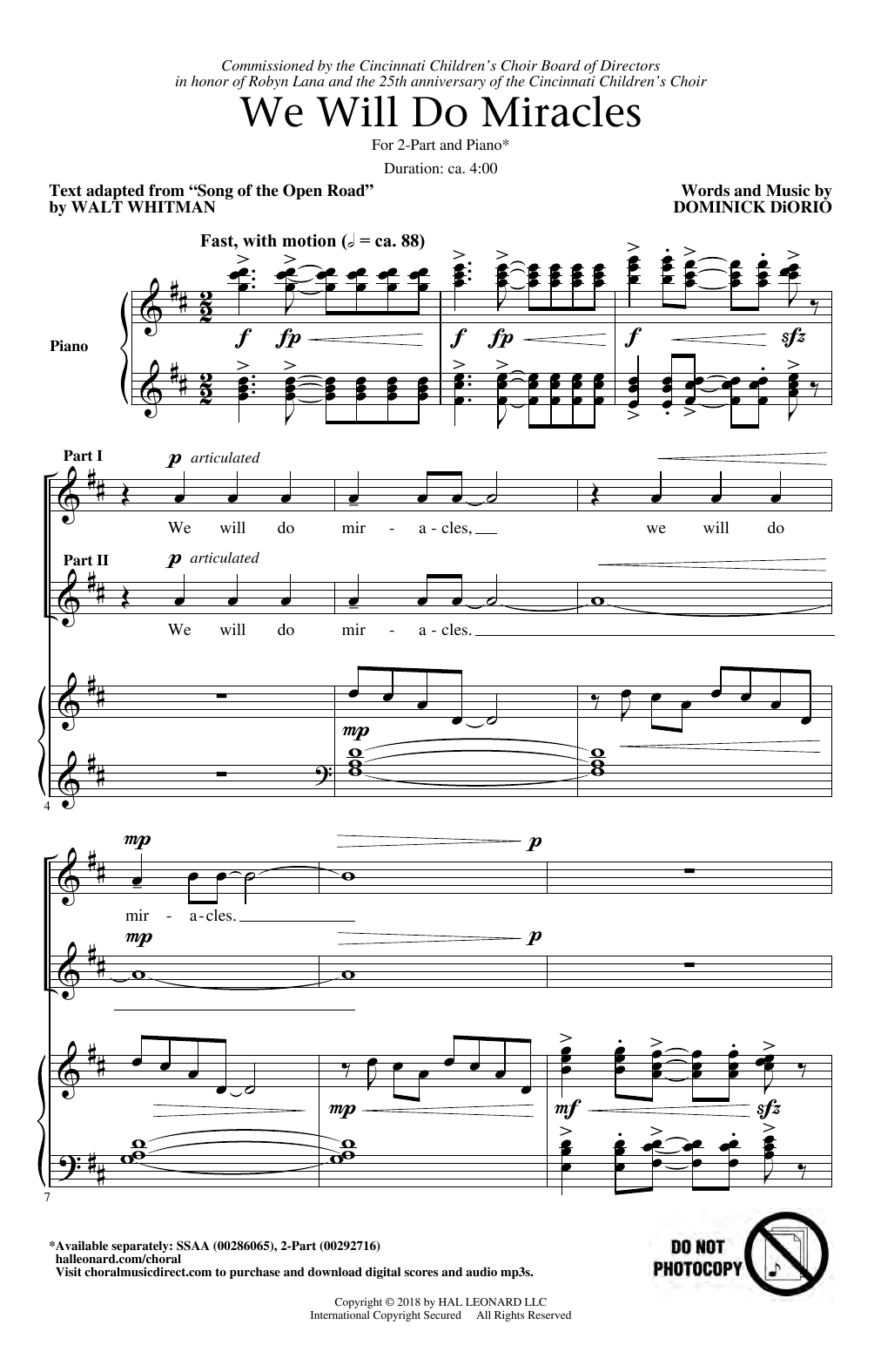 Download Dominick DiOrio We Will Do Miracles Sheet Music