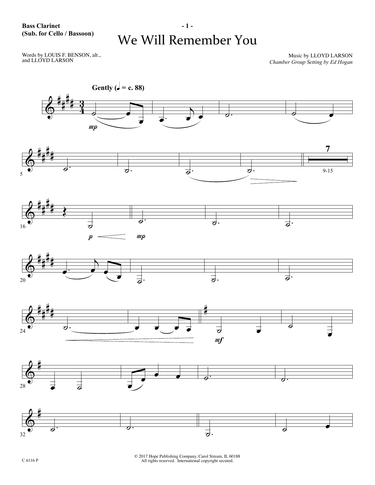 Download Ed Hogan We Will Remember You - Bass Clarinet Sheet Music