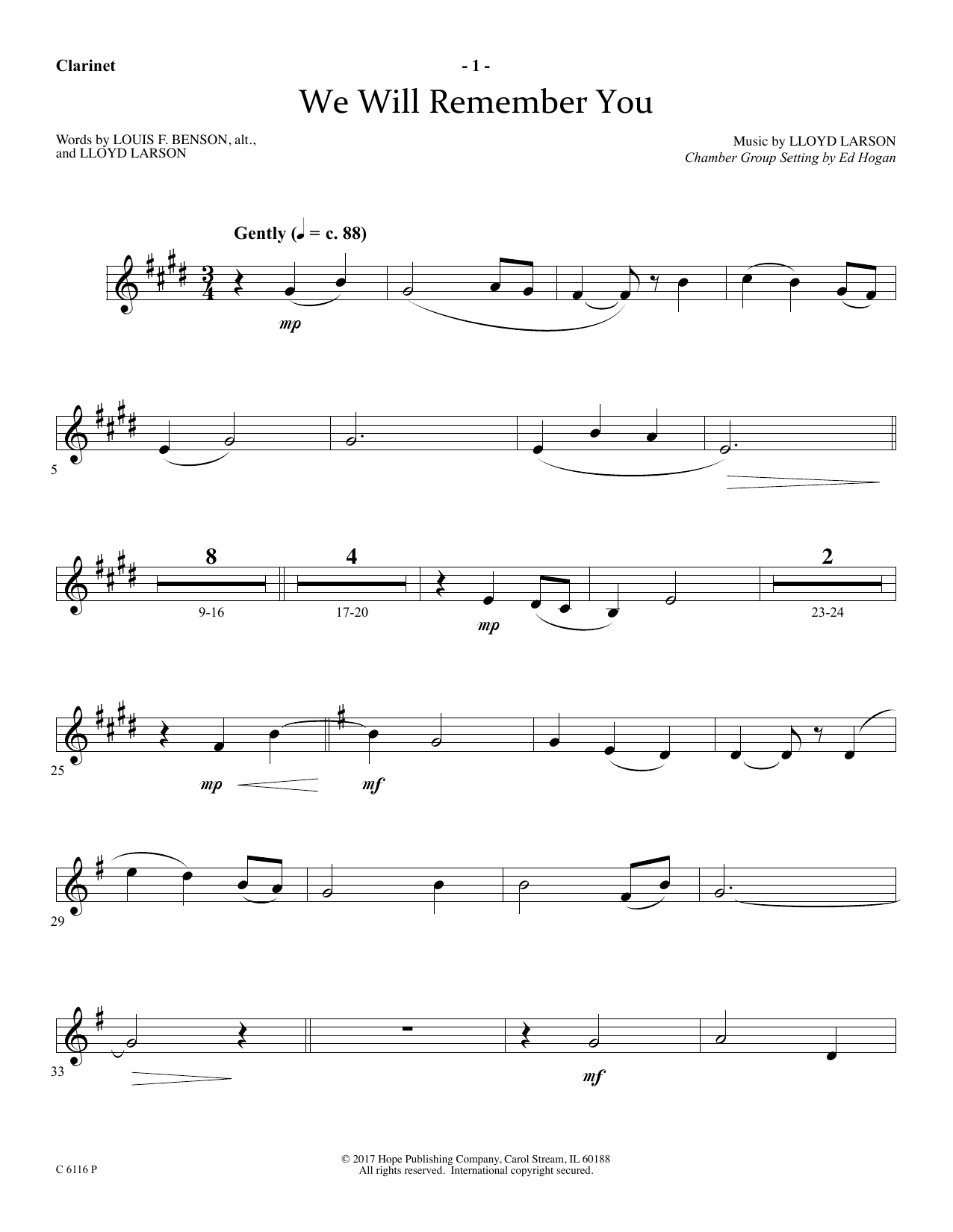 Download Ed Hogan We Will Remember You - Bb Clarinet Sheet Music