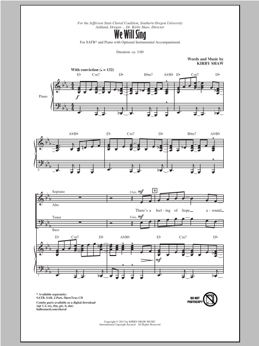 Download Kirby Shaw We Will Sing Sheet Music
