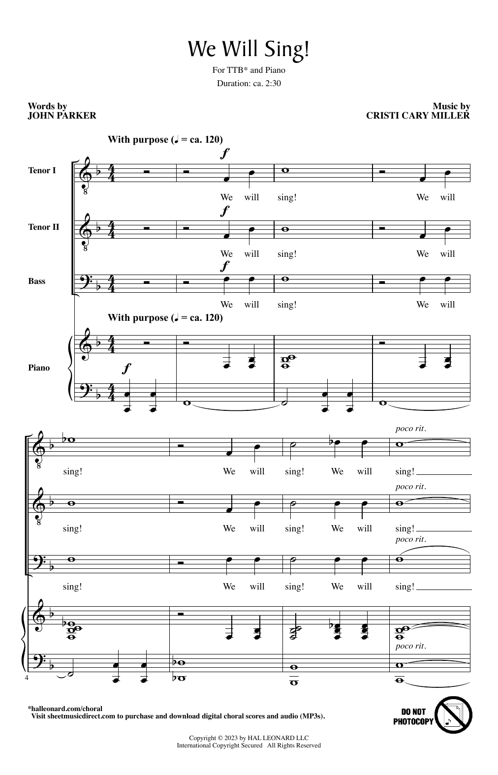 Download Cristi Cary Miller We Will Sing! Sheet Music
