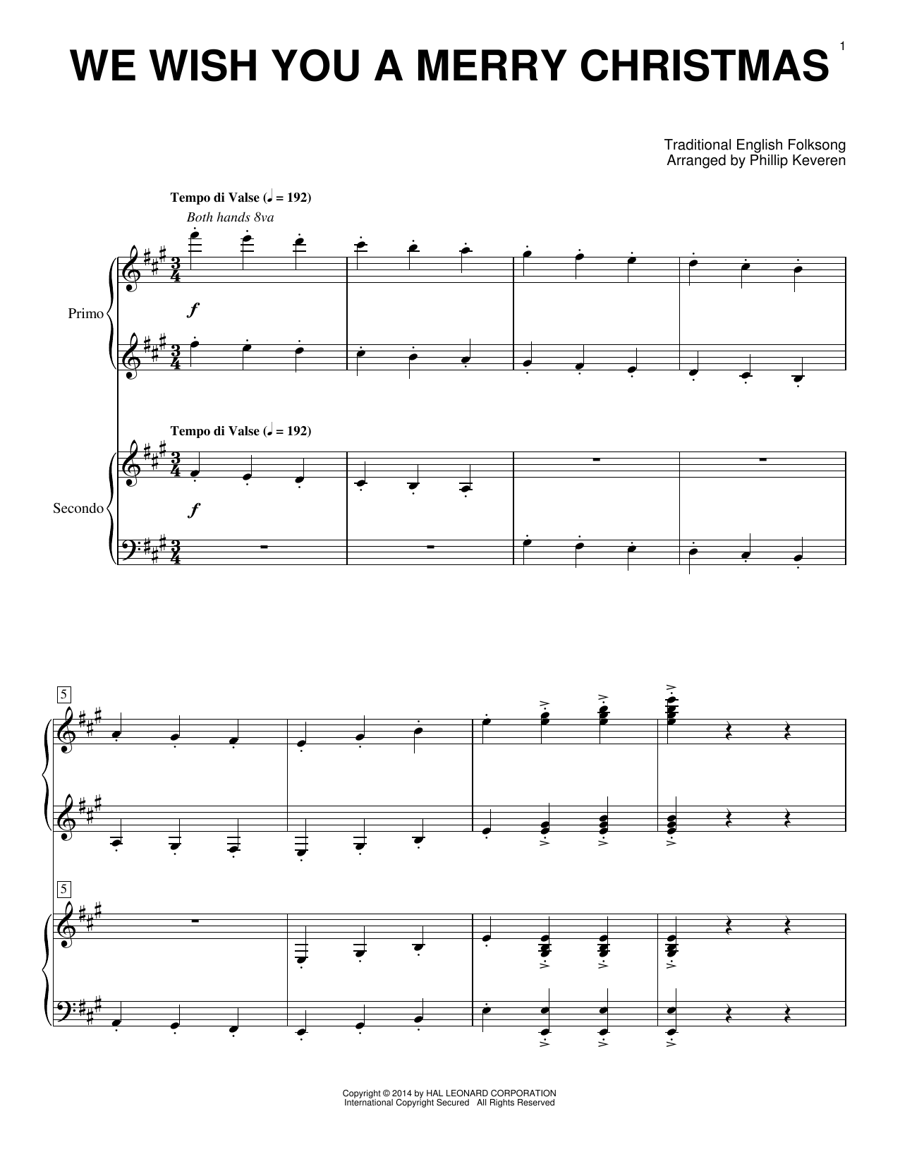 Download Phillip Keveren We Wish You A Merry Christmas Sheet Music