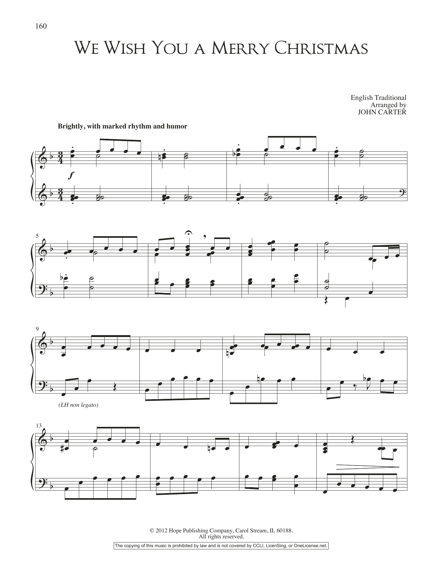 Download John Carter We Wish You A Merry Christmas Sheet Music