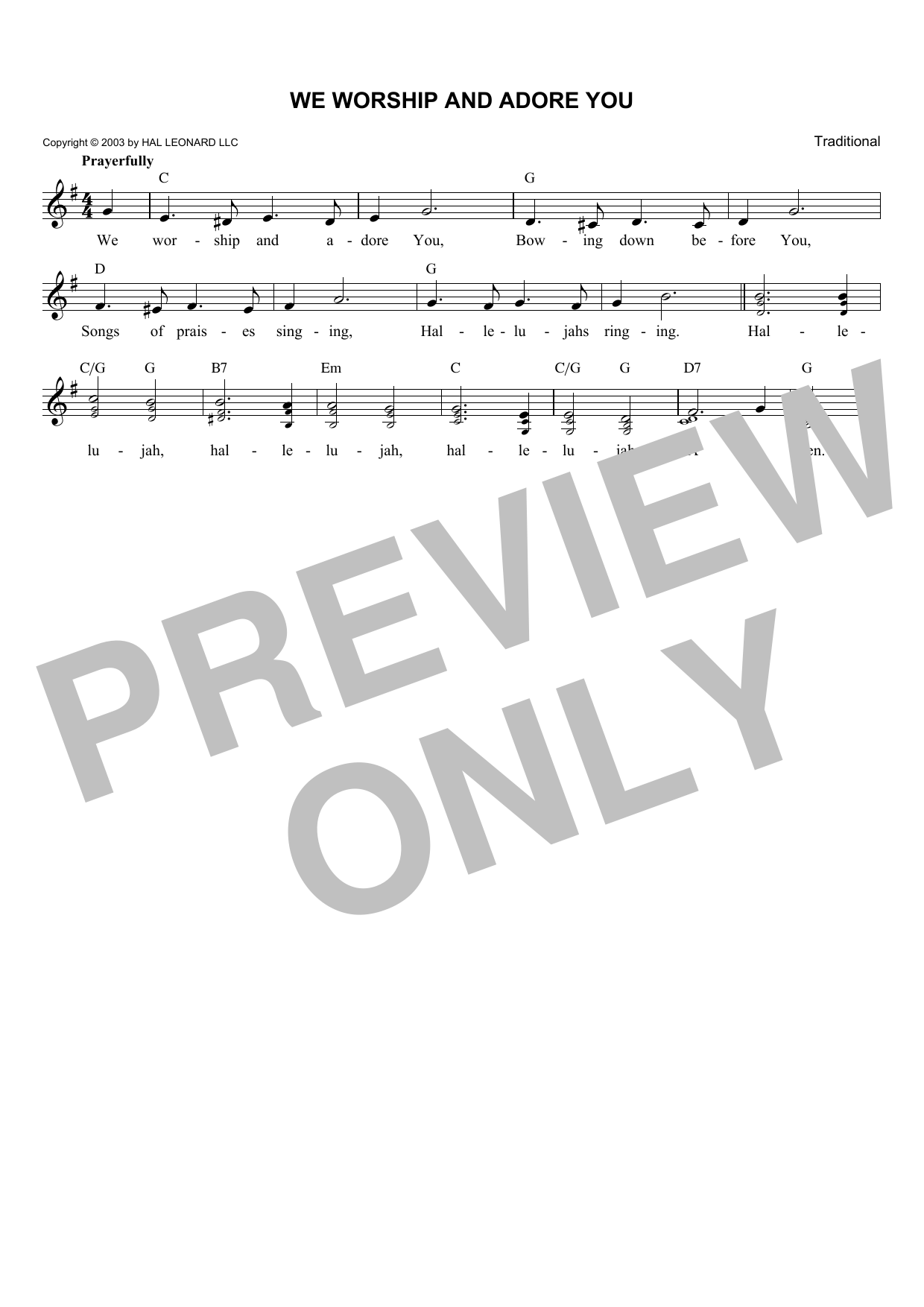 Download Traditional We Worship And Adore You Sheet Music