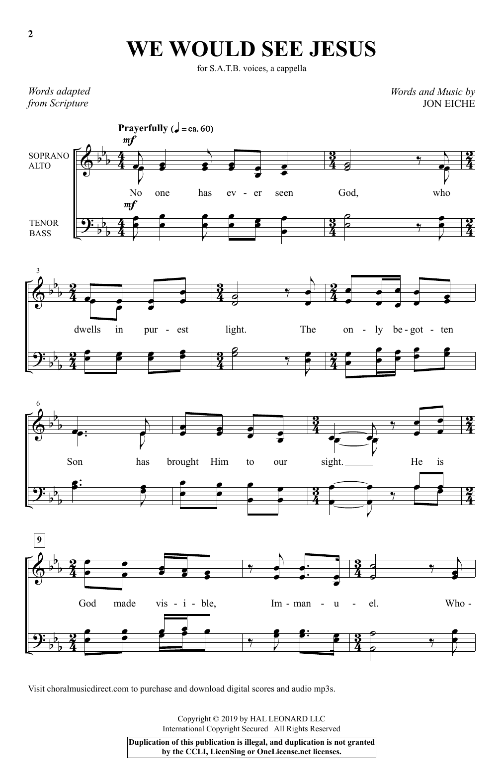 Download Jon Eiche We Would See Jesus Sheet Music