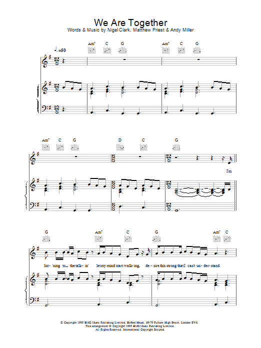 Dodgy We Are Together sheet music notes printable PDF score