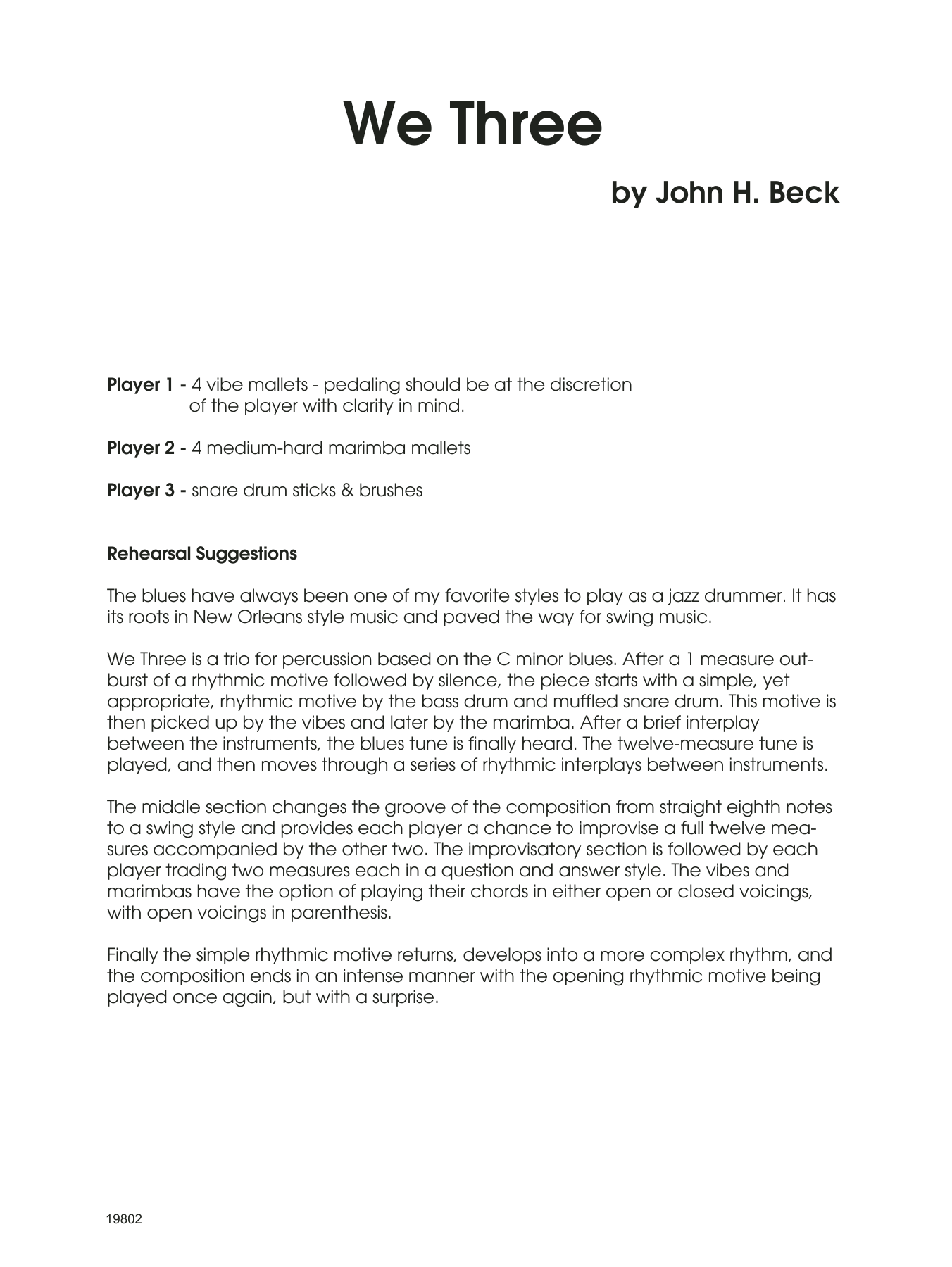Download John H. Beck We Three - Full Score Sheet Music