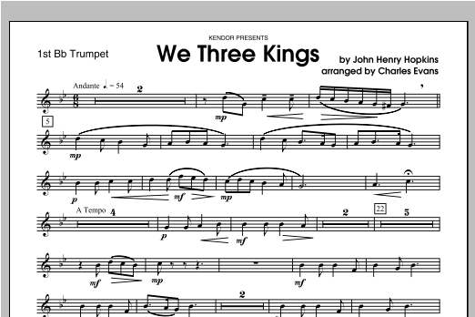 Download Evans We Three Kings - Trumpet 1 Sheet Music