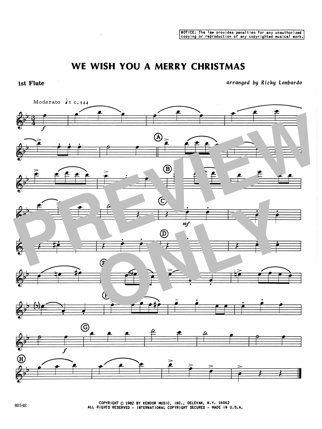 Download Lombardo We Wish You A Merry Christmas - 1st Flu Sheet Music